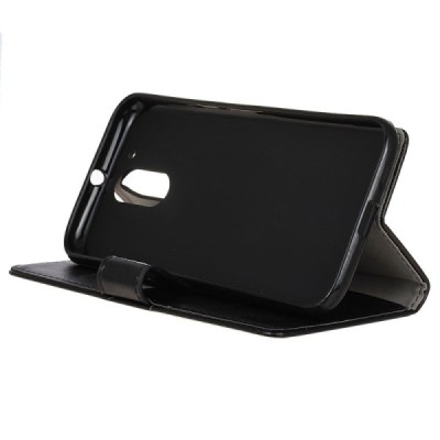 Motorola Moto G4, Moto G4 Plus atvēramais ādas melns maciņš, grāmata (maks) / Vacins.lv