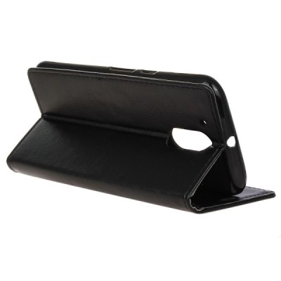 Motorola Moto G4, Moto G4 Plus atvēramais ādas melns maciņš, grāmata (maks) / Vacins.lv