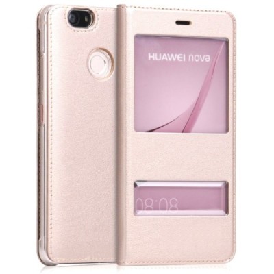 Huawei Nova zelta atvēramais „Smart Window“ ādas maciņš / Vacins.lv