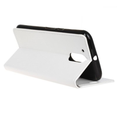 Motorola Moto G4, Moto G4 Plus atvēramais ādas balts maciņš, grāmata (maks) / Vacins.lv