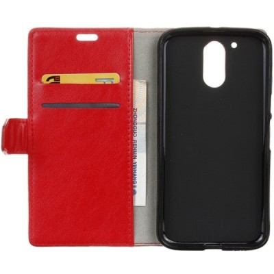 Motorola Moto G4, Moto G4 Plus atvēramais ādas sarkans maciņš, grāmata (maks) / Vacins.lv