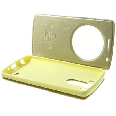 LG G3 S D722 Roar Noble ādas atvēramais zelta futrālis / Vacins.lv