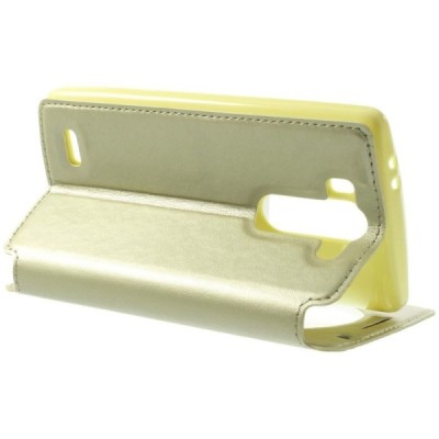 LG G3 S D722 Roar Noble ādas atvēramais zelta futrālis / Vacins.lv