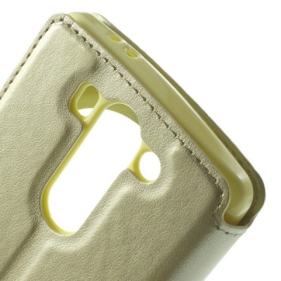 LG G3 S D722 Roar Noble ādas atvēramais zelta futrālis / Vacins.lv