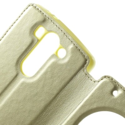 LG G3 S D722 Roar Noble ādas atvēramais zelta futrālis / Vacins.lv