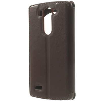 LG G3 S D722 Roar Noble ādas atvēramais tumši brūns futrālis / Vacins.lv