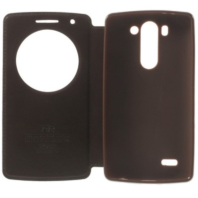 LG G3 S D722 Roar Noble ādas atvēramais tumši brūns futrālis / Vacins.lv