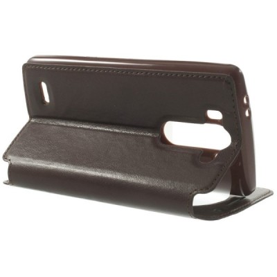 LG G3 S D722 Roar Noble ādas atvēramais tumši brūns futrālis / Vacins.lv