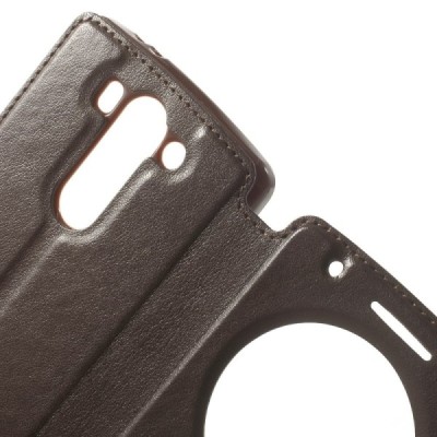 LG G3 S D722 Roar Noble ādas atvēramais tumši brūns futrālis / Vacins.lv