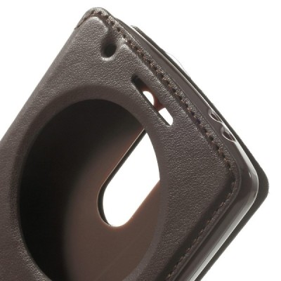 LG G3 S D722 Roar Noble ādas atvēramais tumši brūns futrālis / Vacins.lv