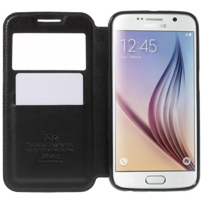 Roar Noble atverčiamas Samsung Galaxy S6 (G9200) juodas odinis dėklas / Priedai.lt