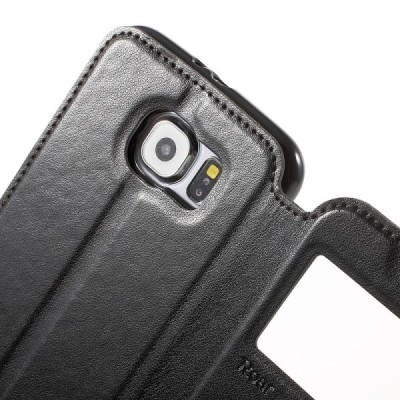 Roar Noble atverčiamas Samsung Galaxy S6 (G9200) juodas odinis dėklas / Priedai.lt