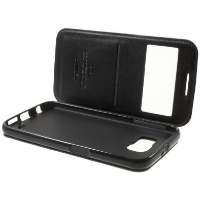 Roar Noble atverčiamas Samsung Galaxy S6 (G9200) juodas odinis dėklas / Priedai.lt