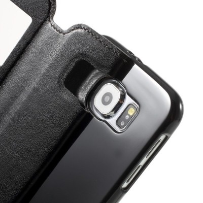 Roar Noble atverčiamas Samsung Galaxy S6 (G9200) juodas odinis dėklas / Priedai.lt