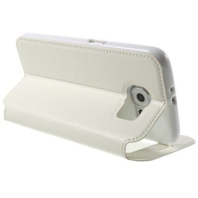 Roar Noble atverčiamas Samsung Galaxy S6 (G9200) baltas odinis dėklas / Priedai.lt