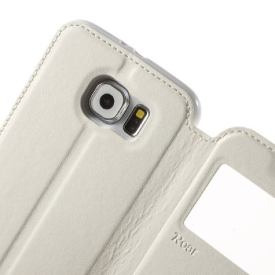 Roar Noble atverčiamas Samsung Galaxy S6 (G9200) baltas odinis dėklas / Priedai.lt