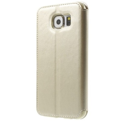 Samsung Galaxy S6 (G9200) Roar Noble ādas atvēramais zelta futrālis / Vacins.lv