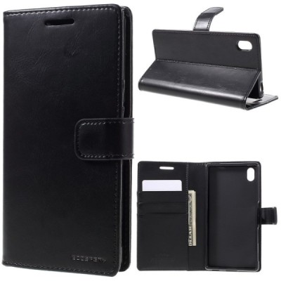 Mercury Blue Moon Sony Xperia Z5 atvērams melns ādas maciņš / Vacins.lv