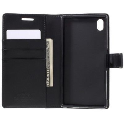 Mercury Blue Moon Sony Xperia Z5 atvērams melns ādas maciņš / Vacins.lv