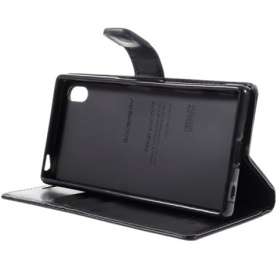 Mercury Blue Moon Sony Xperia Z5 atvērams melns ādas maciņš / Vacins.lv