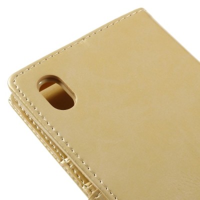 Mercury Blue Moon atverčiamas Sony Xperia Z5 auksinis odinis dėklas - piniginė / Priedai.lt