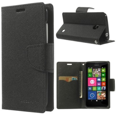 Nokia Lumia 635 (Nokia Lumia 630) Mercury atvērams melns maciņš (maks) / Vacins.lv