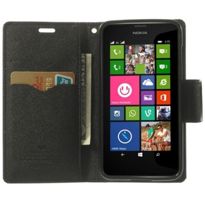 Nokia Lumia 635 (Nokia Lumia 630) Mercury atvērams melns maciņš (maks) / Vacins.lv