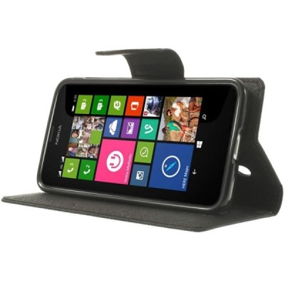 Nokia Lumia 635 (Nokia Lumia 630) Mercury atvērams melns maciņš (maks) / Vacins.lv