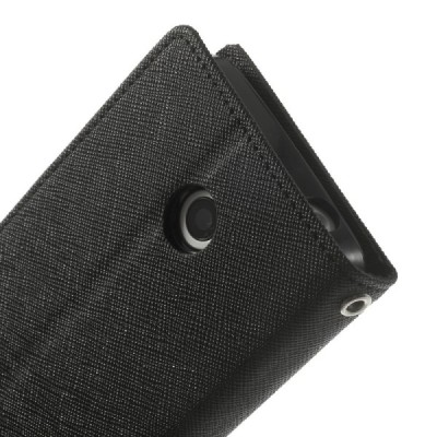 Nokia Lumia 635 (Nokia Lumia 630) Mercury atvērams melns maciņš (maks) / Vacins.lv