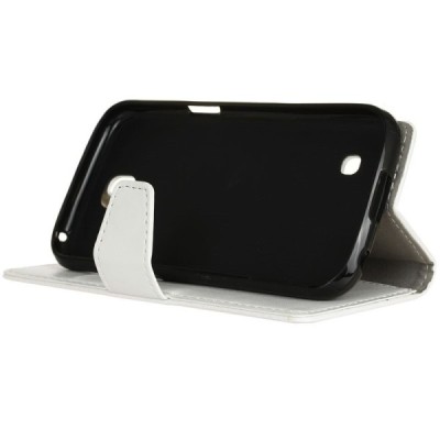 LG K3 (K100) atvēramais ādas balts maciņš (maks) / Vacins.lv