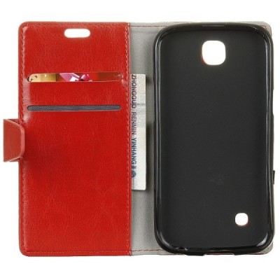 LG K3 (K100) atvēramais ādas sarkans maciņš (maks) / Vacins.lv