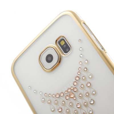 Samsung Galaxy S6 (G9200) elegants Kingxbar Crystal Necklace Swarovski dzidrs (caurspīdīgs) zelta plastmasas apvalks ar kristāli