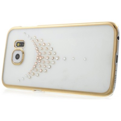 Samsung Galaxy S6 (G9200) elegants Kingxbar Crystal Necklace Swarovski dzidrs (caurspīdīgs) zelta plastmasas apvalks ar kristāli