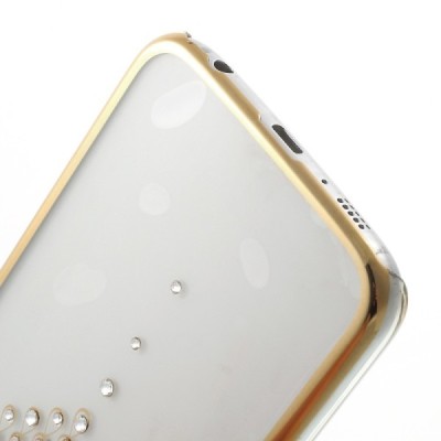 Samsung Galaxy S6 (G9200) elegants Kingxbar Crystal Necklace Swarovski dzidrs (caurspīdīgs) zelta plastmasas apvalks ar kristāli