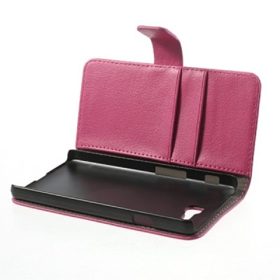 Atvērams ādas tumši rozs LG Optimu L9 II (D605) maciņš / Vacins.lv