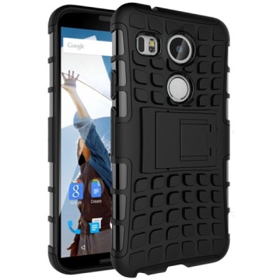 Kickstand pastiprinātas aizsardzības melns LG Nexus 5X apvalks / Vacins.lv