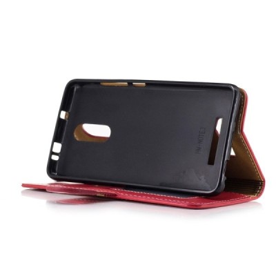 Xiaomi Redmi Note 3, Xiaomi Redmi Note 3 Pro atvēramais ādas sarkans maciņš, grāmata (maks) / Vacins.lv