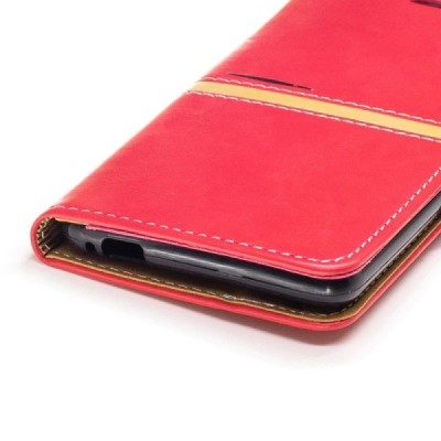 Xiaomi Redmi Note 3, Xiaomi Redmi Note 3 Pro atvēramais ādas sarkans maciņš, grāmata (maks) / Vacins.lv