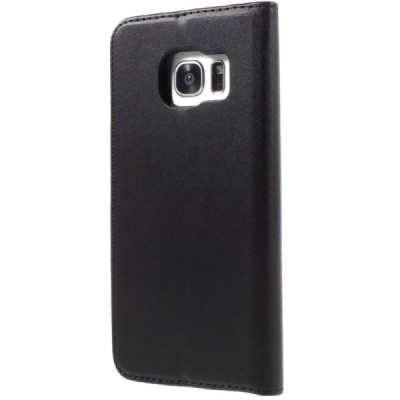 Samsung Galaxy S7 Edge (G935) solīds atvēramais ādas melns maciņš / Vacins.lv