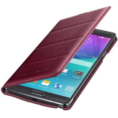 Samsung Galaxy Note 4 N910 oficiāls Flip Wallet atvērams bordo ādas maciņš / Vacins.lv