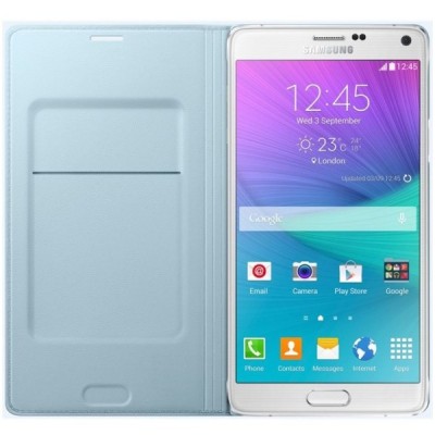Samsung Galaxy Note 4 N910 originalus Flip Wallet atverčiamas šviesiai mėlynas odinis dėklas / Priedai.lt