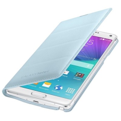 Samsung Galaxy Note 4 N910 originalus Flip Wallet atverčiamas šviesiai mėlynas odinis dėklas / Priedai.lt