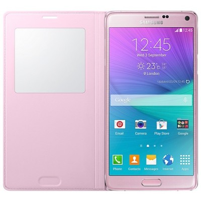 Samsung Galaxy Note 4 N910 oficiāls S View Cover atvērams gaiši rozs ādas maciņš / Vacins.lv