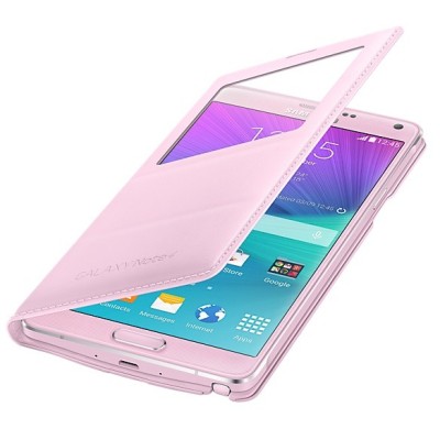 Samsung Galaxy Note 4 N910 oficiāls S View Cover atvērams gaiši rozs ādas maciņš / Vacins.lv