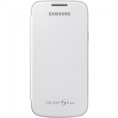 Samsung Galaxy S4 mini (i9190, i9192, i9195) originalus Flip Cover atverčiamas baltas odinis dėklas / Priedai.lt