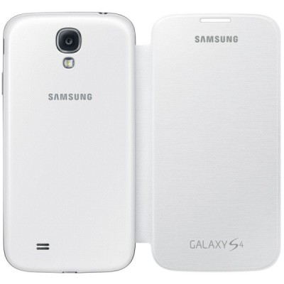 Samsung Galaxy S4 mini (i9190, i9192, i9195) originalus Flip Cover atverčiamas baltas odinis dėklas / Priedai.lt