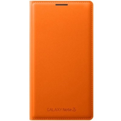 Samsung Galaxy Note 3 (N9005, N9002, N9000) originalus Flip Wallet atverčiamas oranžinis odinis dėklas / Priedai.lt