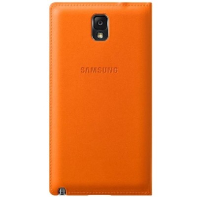 Samsung Galaxy Note 3 (N9005, N9002, N9000) oficiāls Flip Wallet atvērams oranžs ādas maciņš / Vacins.lv