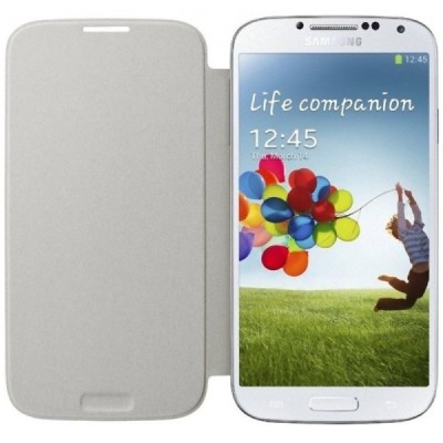 Samsung Galaxy S4 Flip Cover atverčiamas baltas dėklas / Priedai.lt