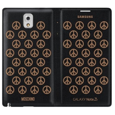 Samsung Galaxy Note 3 (N9005, N9002, N9000) oficiāls  Moschino Flip Wallet atvērams oranžs ādas maciņš / Vacins.lv